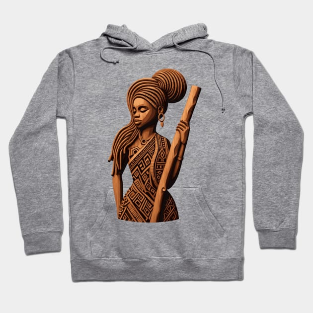 Afrocentric Woman Wooden Carving Hoodie by Graceful Designs